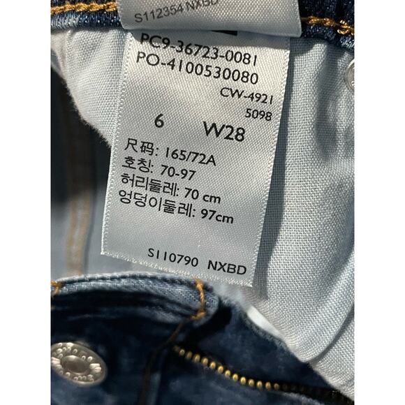 Levi's Denizen Boyfriend Jeans Womens 6 (34 x 25) Blue Straight Leg Cuffed Legs - Picture 8 of 10